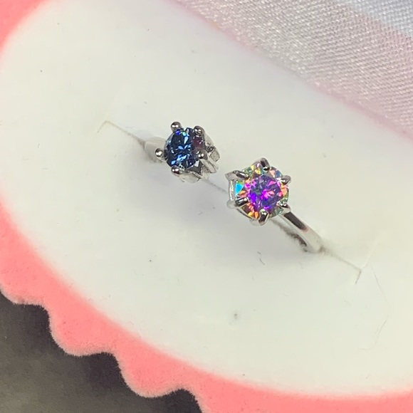 Certified, Royal Blue & Mercury Mist Mystic Moissanite Ring - Picture 16 of 16